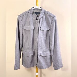 Banana Republic Wool Blend Tailored Military Blazer Size 14 Gray